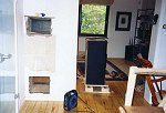 Einbau des Kaminofens im Oktober 2001