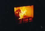 Einbau des Kaminofens im Oktober 2001